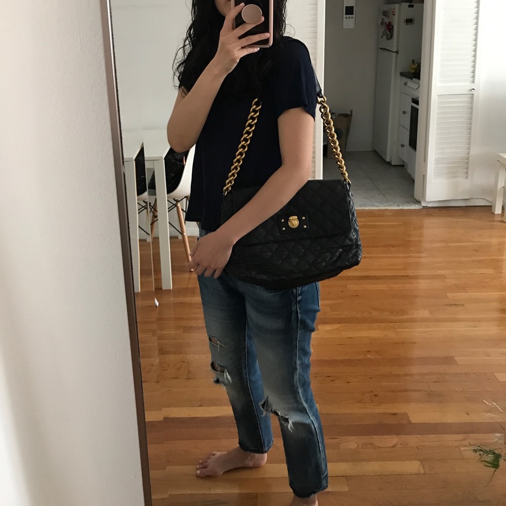 Marc Jacobs Large Quilted Leather Bag in black